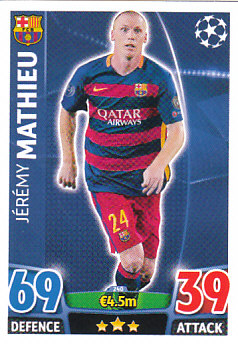 Jeremy Mathieu FC Barcelona 2015/16 Topps Match Attax CL #240